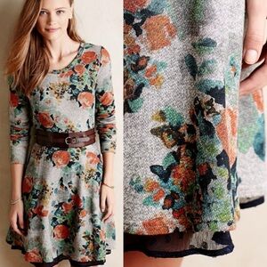 Anthropolgie‎ Saturday Sunday Floral Sweatshirt Layered Dress Grey Boho - Size S